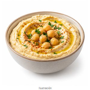 Ilustración: Hummus 100g. Olivas
